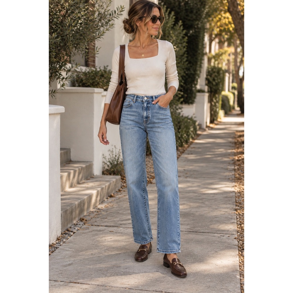 Pilcro Anthropologie Straight Leg Jeans Size 29 Light Wash